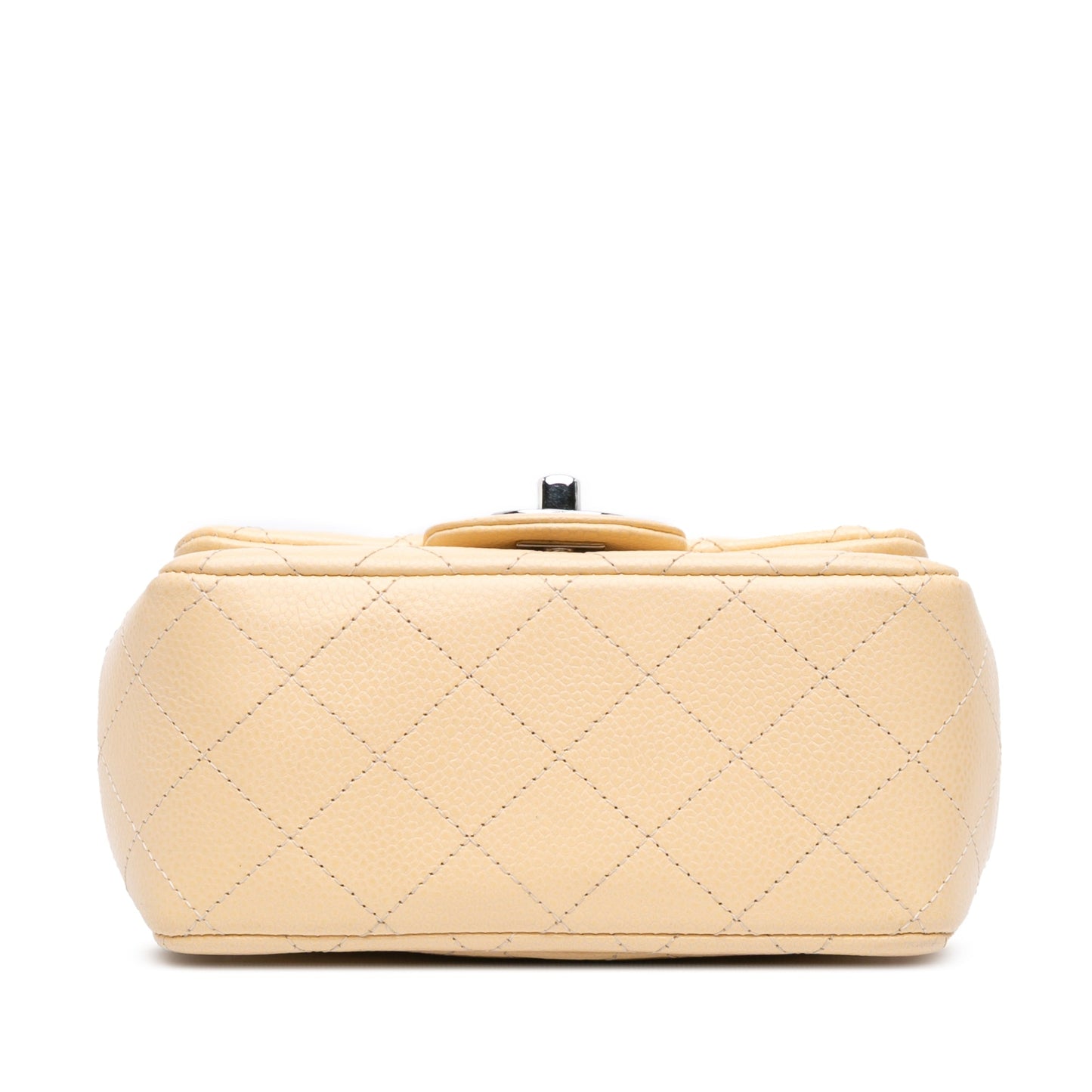 Tan Chanel Mini Square Classic Caviar Single Flap Crossbody Bag