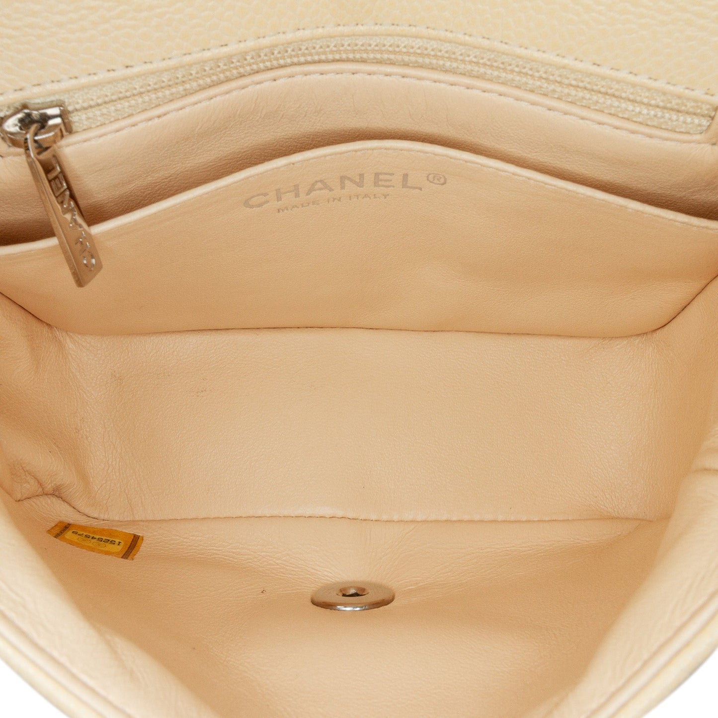 Tan Chanel Mini Square Classic Caviar Single Flap Crossbody Bag