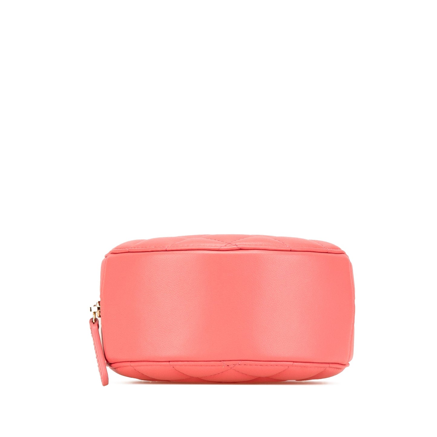 Pink Chanel CC Quilted Lambskin Pearl Crush Round Clutch with Chain Crossbody Bag