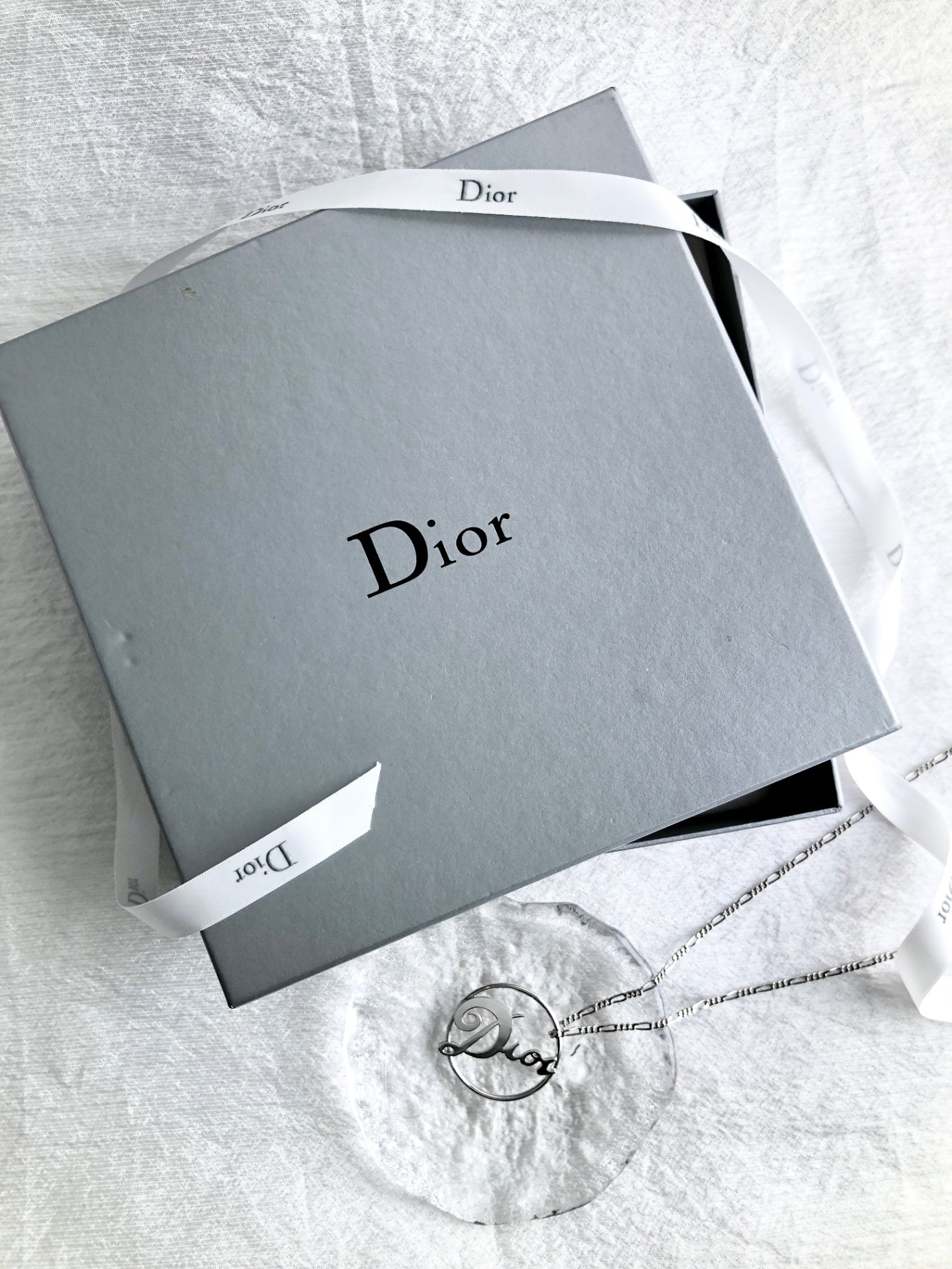 Christian Dior Logo Necklace Silver Vintage rnuzjv