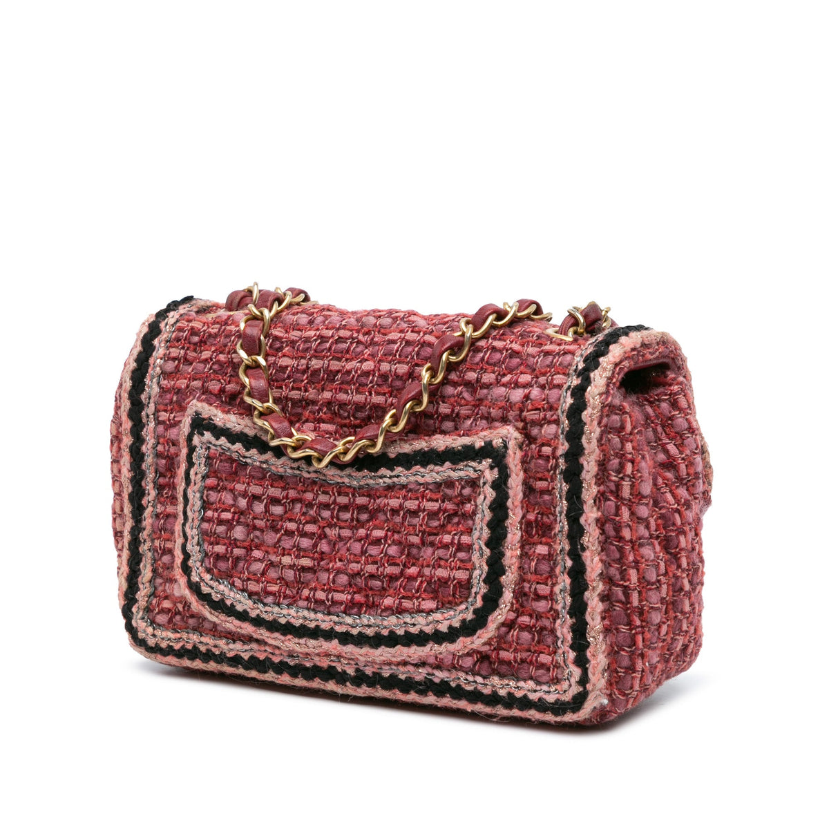 Red Chanel Mini Braided Classic Tweed Single Flap Bag
