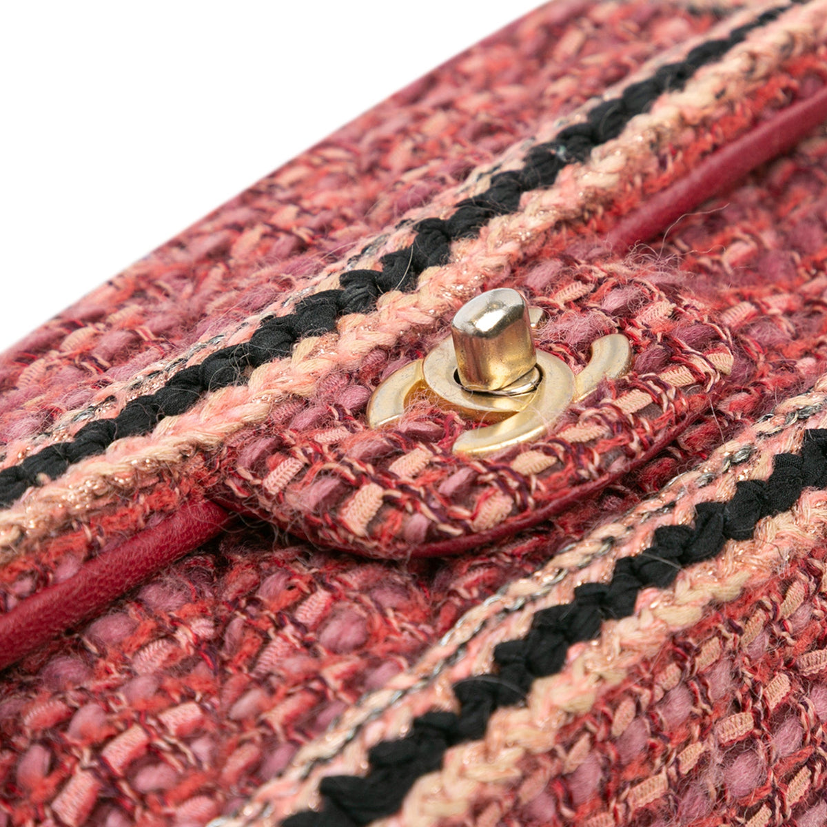 Red Chanel Mini Braided Classic Tweed Single Flap Bag