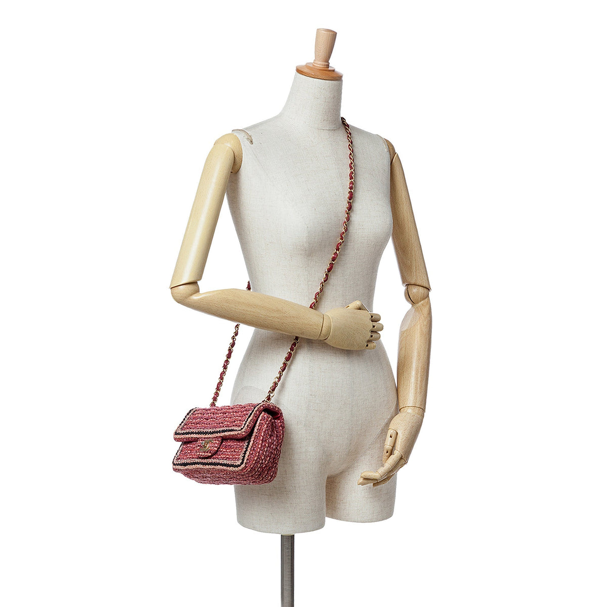 Red Chanel Mini Braided Classic Tweed Single Flap Bag