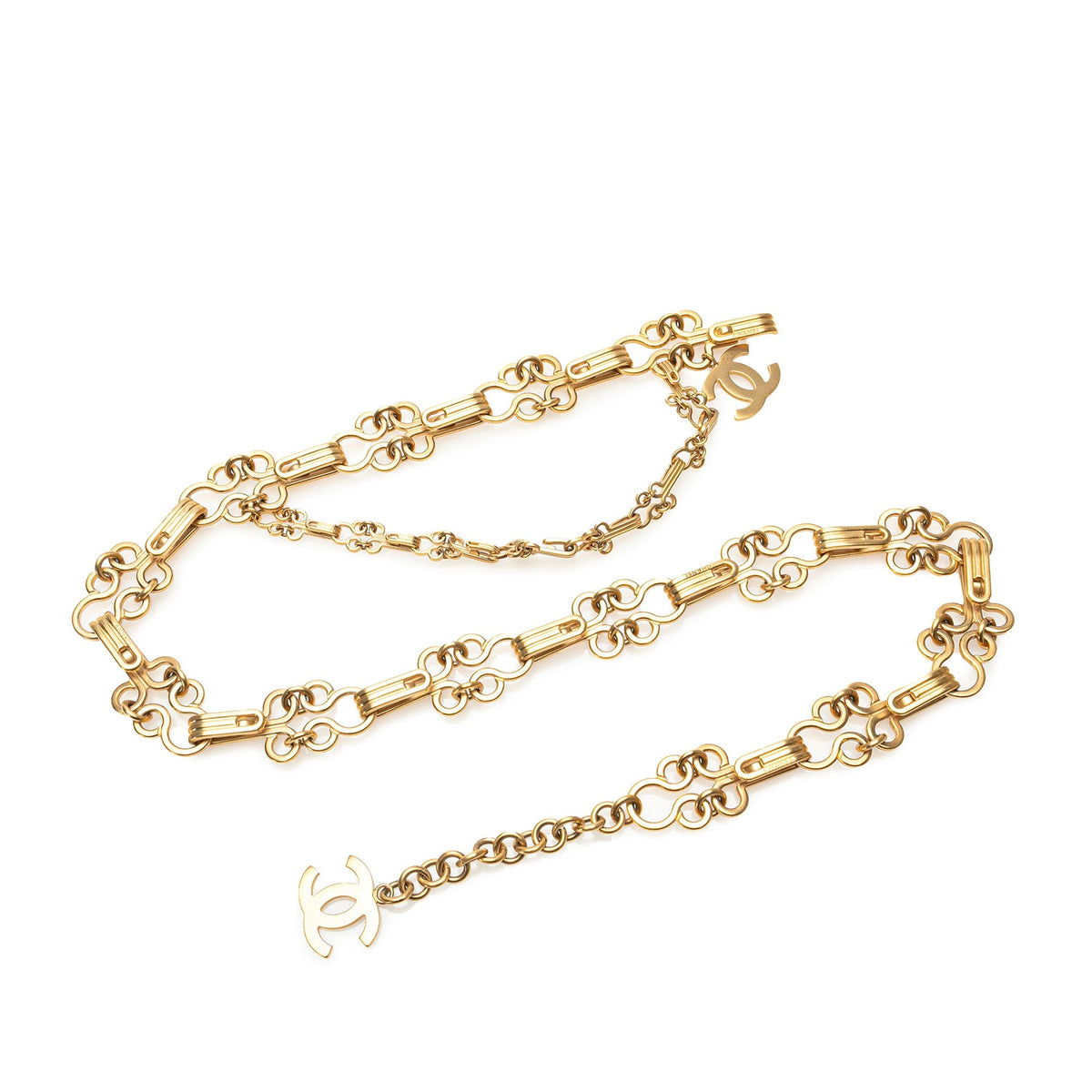 Gold Chanel Gold Plated CC Hook and Eye Chain Belt