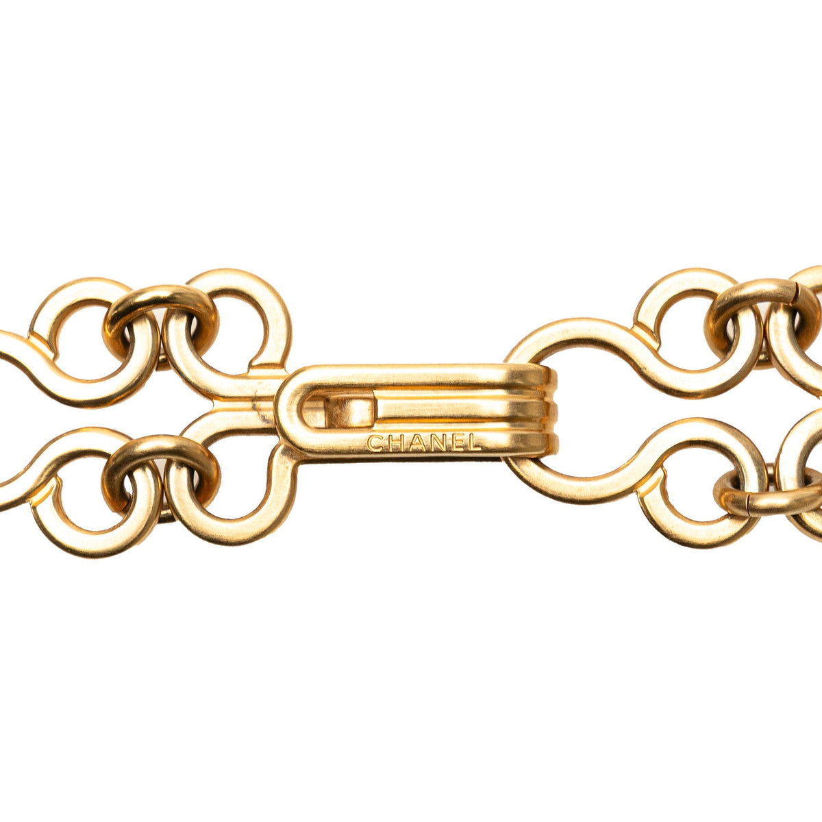 Gold Chanel Gold Plated CC Hook and Eye Chain Belt