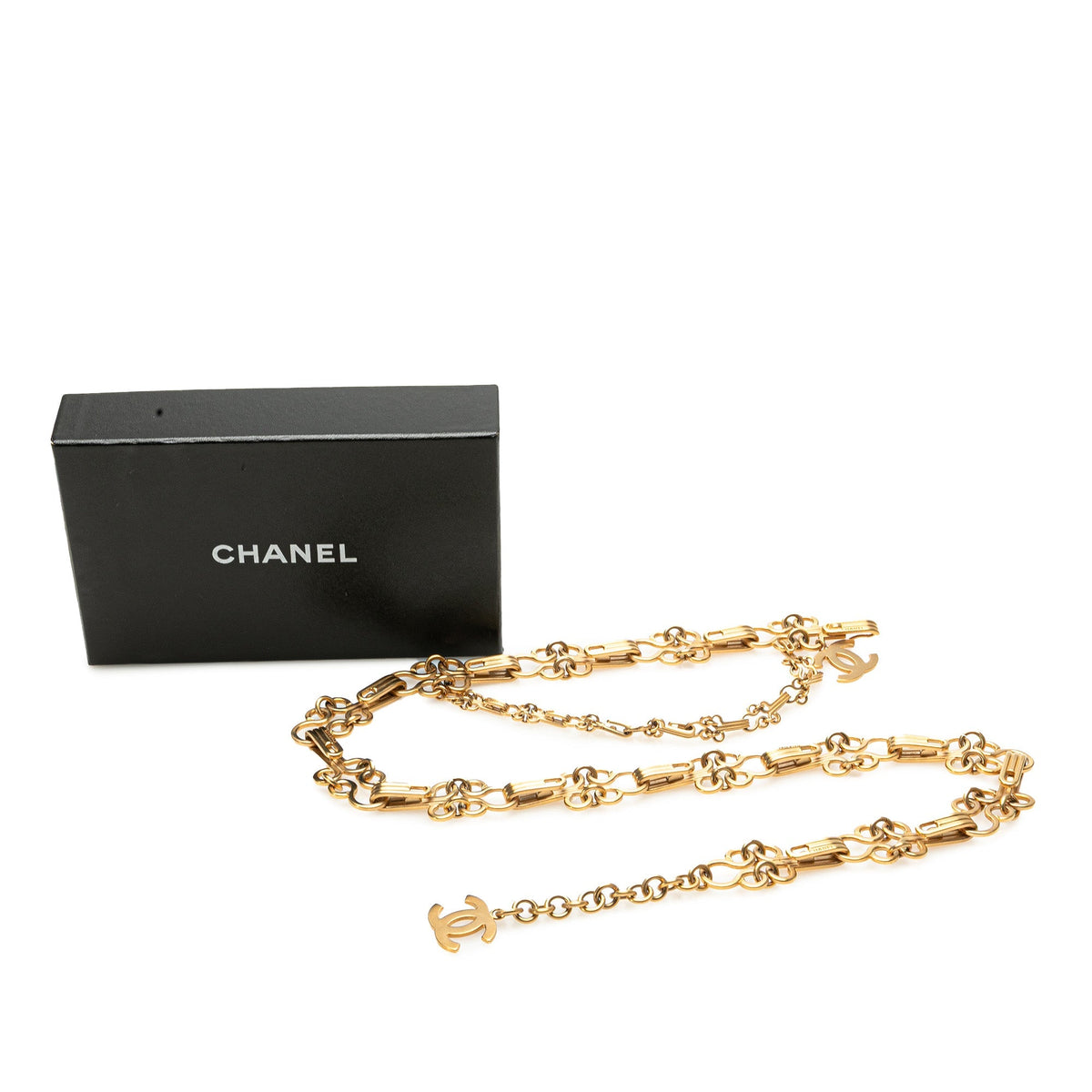 Gold Chanel Gold Plated CC Hook and Eye Chain Belt