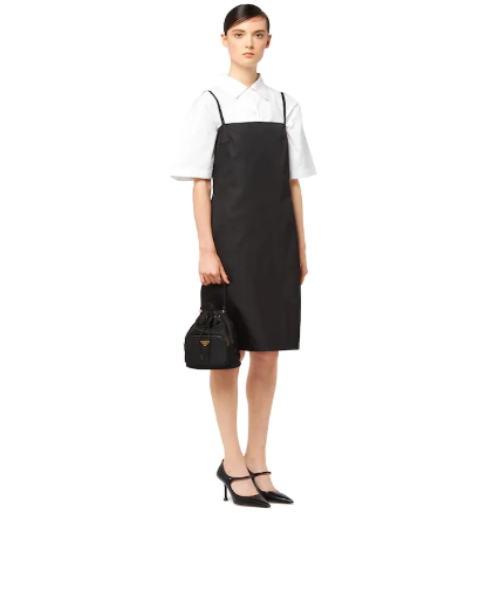 Prada Duet Fabric Shoulder Bag Black