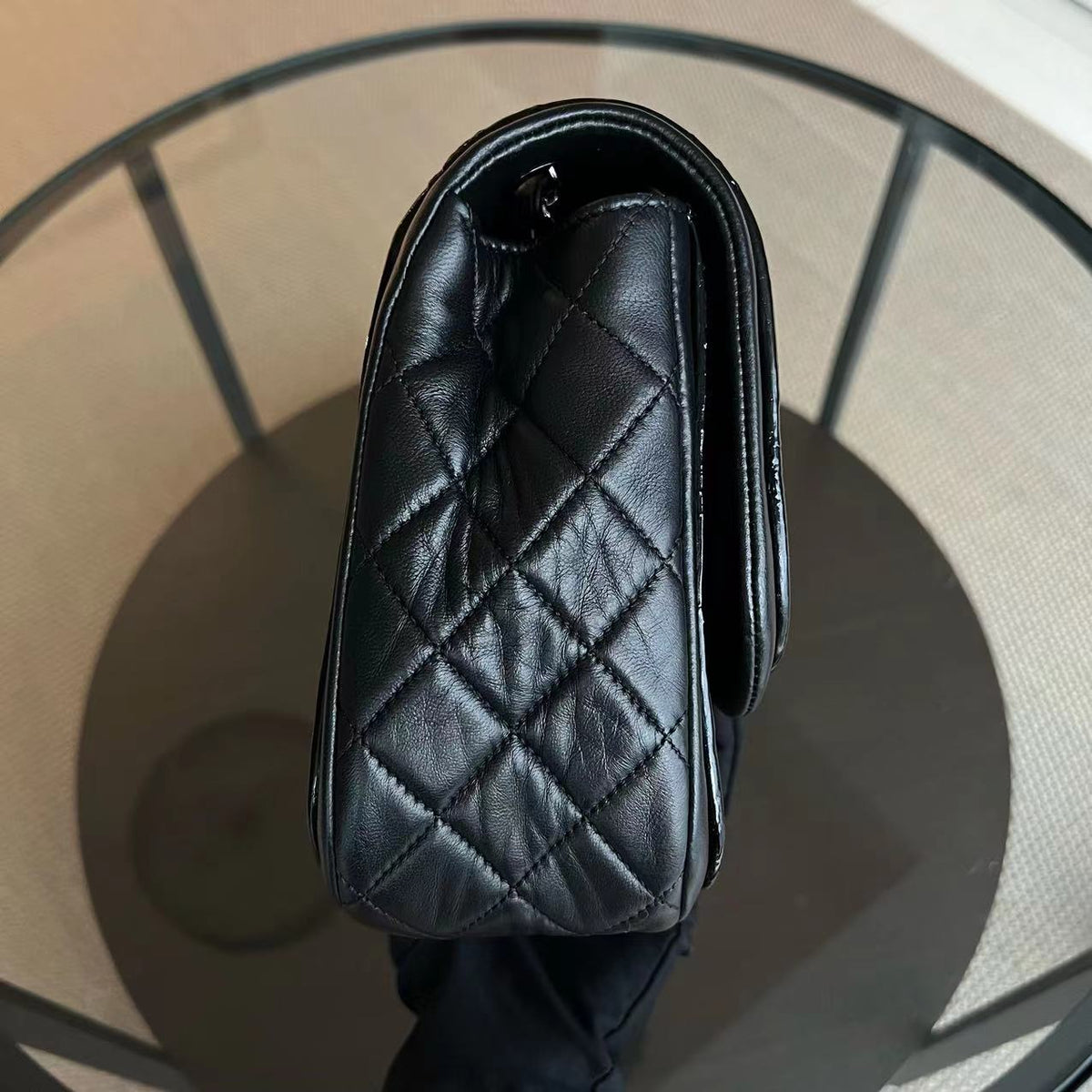 Classic Twist Timeless Jumbo Patent With Lambskin Black No 18