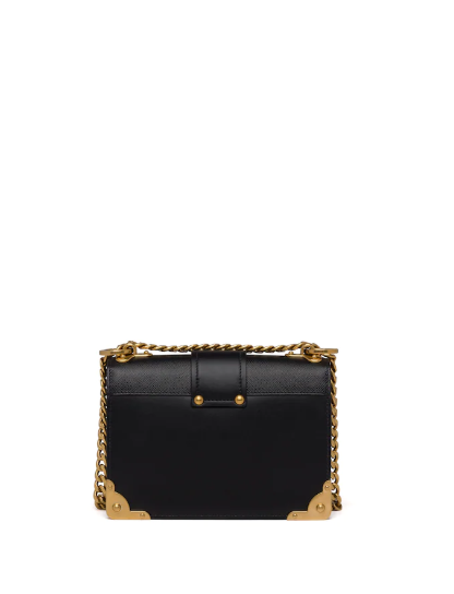 Prada Cahier Leather Shoulder Bag Black