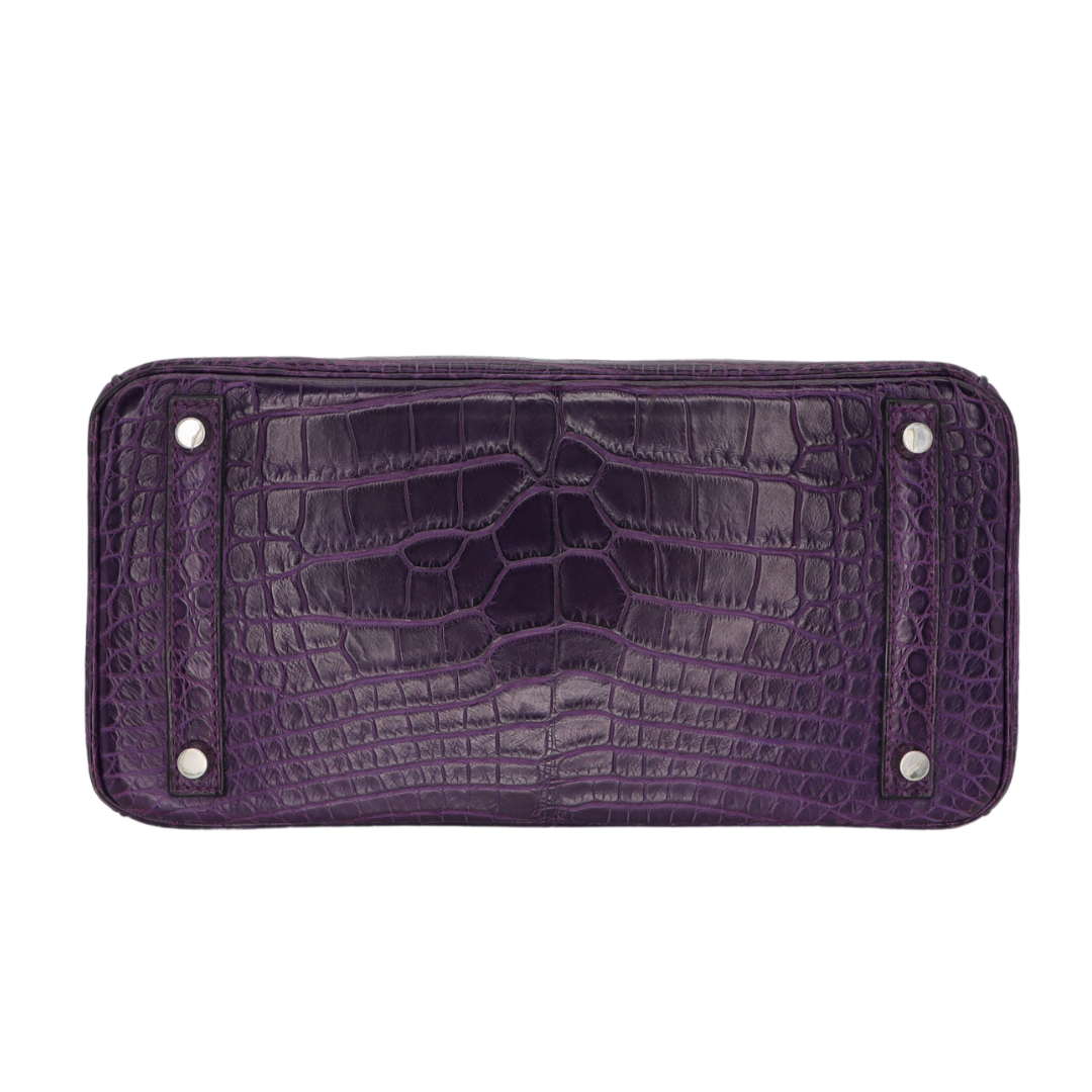 Hermès 30cm Birkin Amethyst Matte Alligator Palladium Hardware