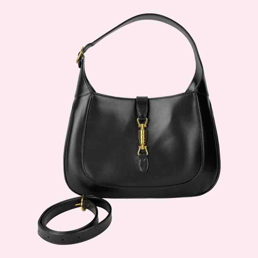 Gucci Jackie Leather Shoulder Bag with Crossbody Strap, Black Leather