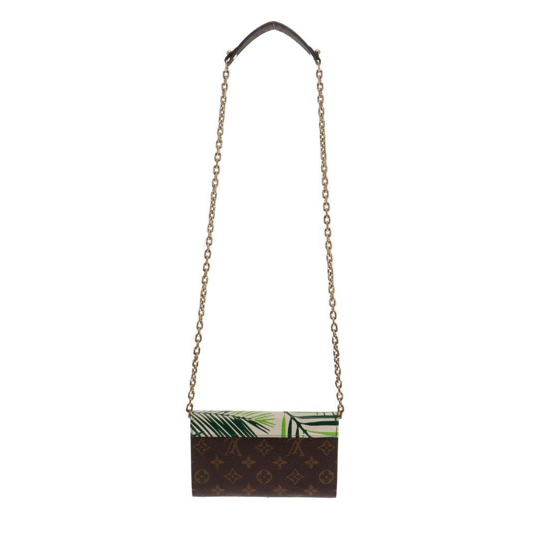 Louis Vuitton Twist Chain Wallet Limited Edition Palm Print Leather with Monogram Canvas