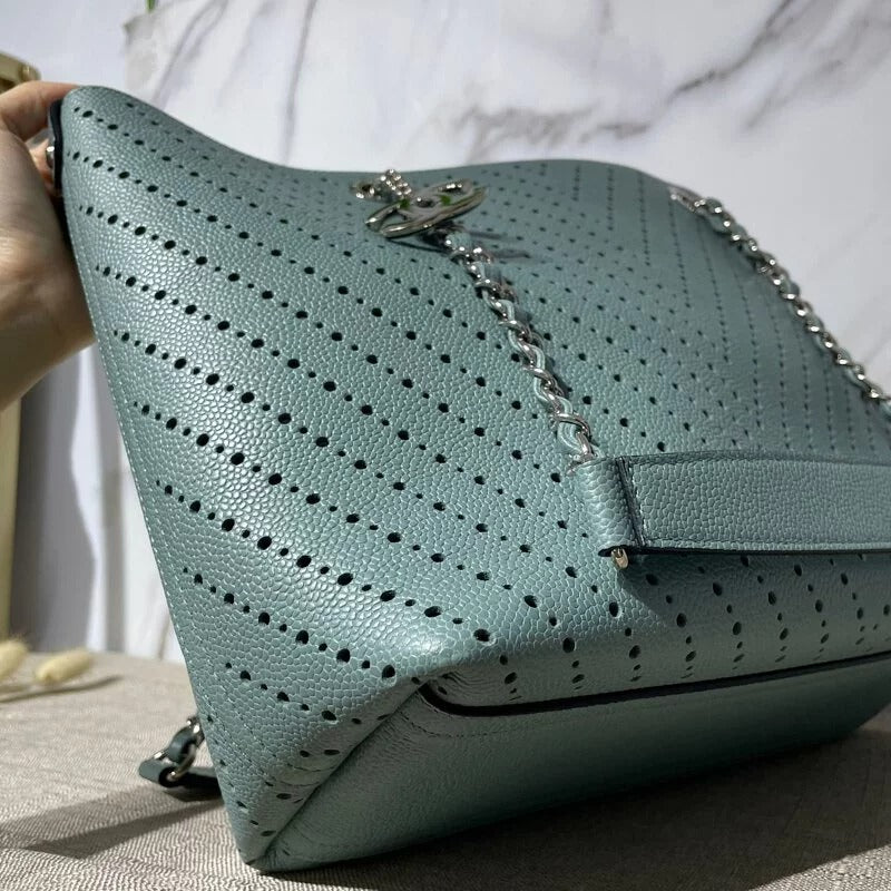 Large Perforated Shopping Tote Green SHW