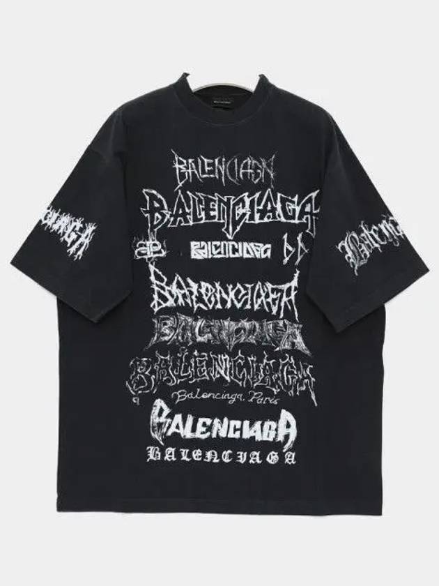 Luxury Balenciaga  DIY Metal Cotton Short Sleeve T-Shirt Black