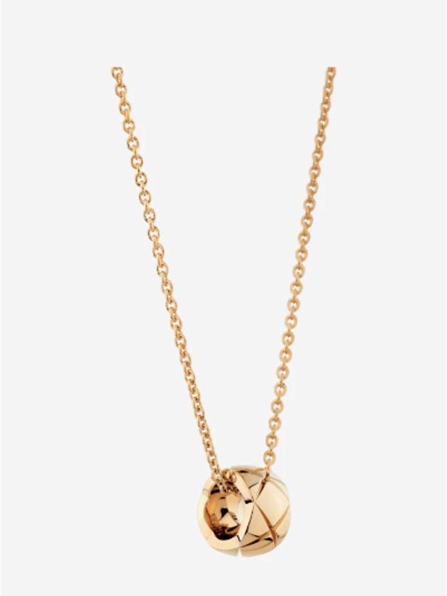 Coco Crush Quilted Motif 18K Necklace Gold Chanel