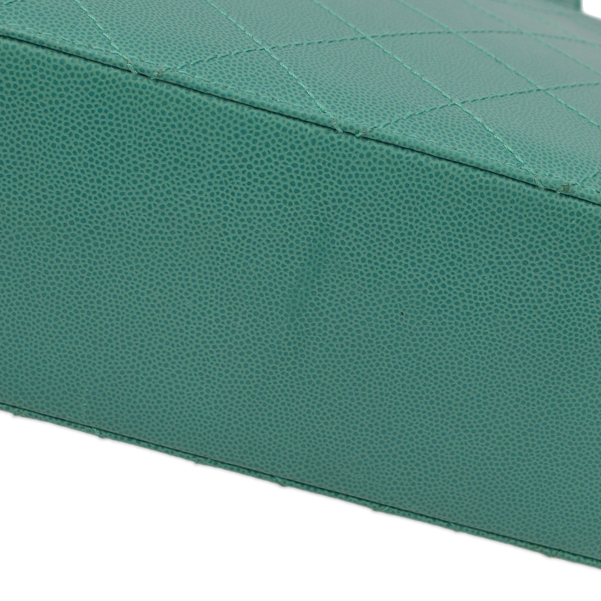 Chanel Green Caviar Letter Flap Handbag