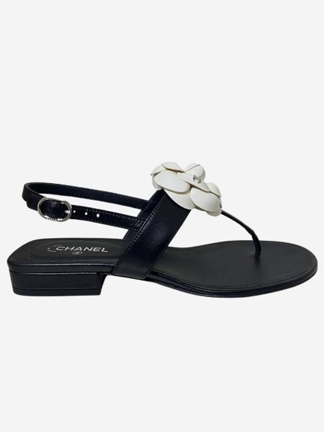 WoMen's Camellia Lambskin Sandals Black Chanel