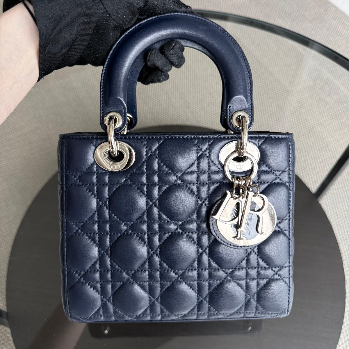 Dior Lady Small - Cannage Lambskin Dark Blue Gold Hardware