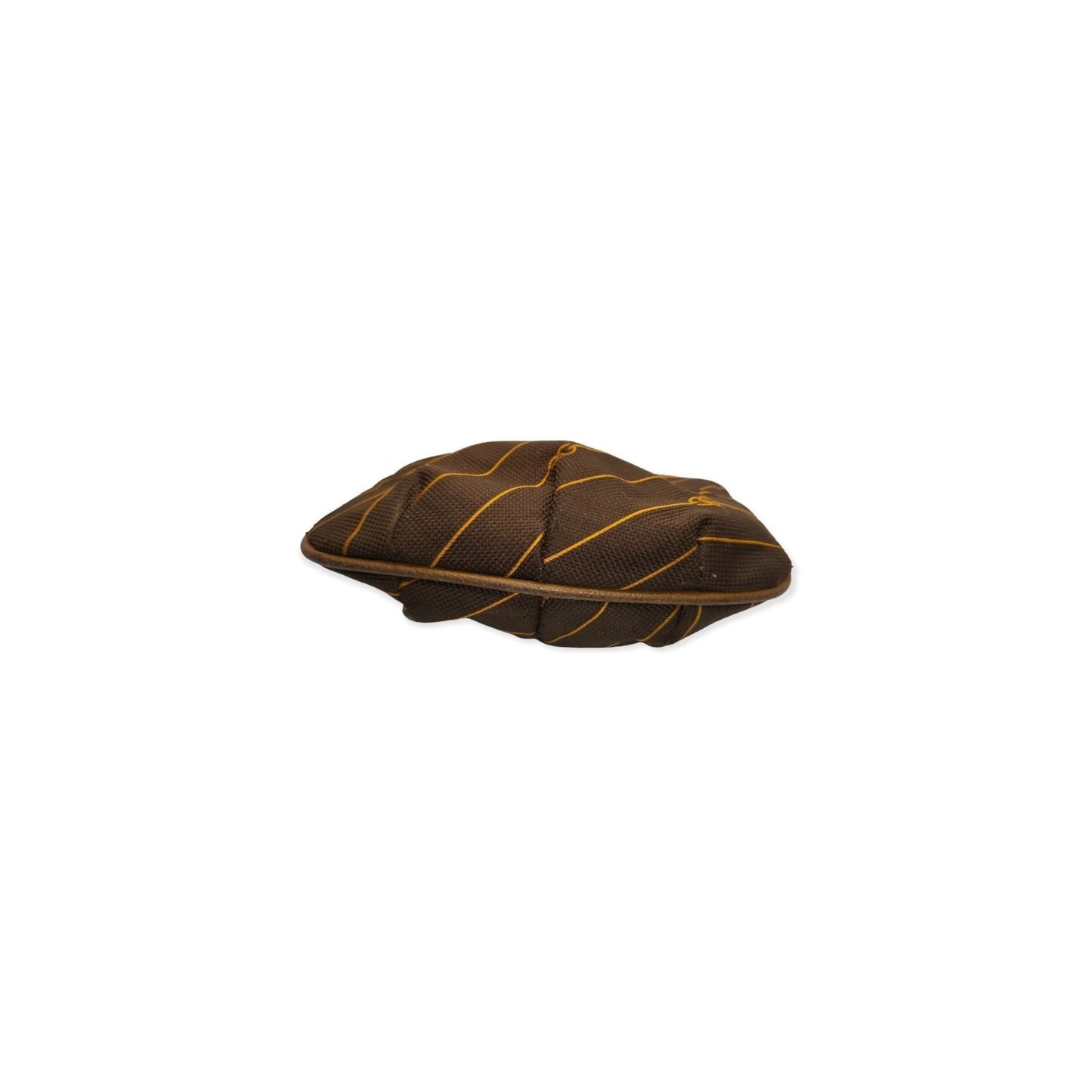 Vintage Gucci, orange diagonal logo print on brown fabric & camel leather, oval, cosmetic pouch