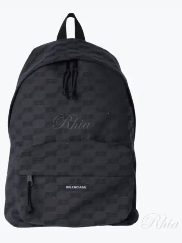 Luxury Balenciaga  BB Monogram Jacquard Canvas Medium Backpack Black