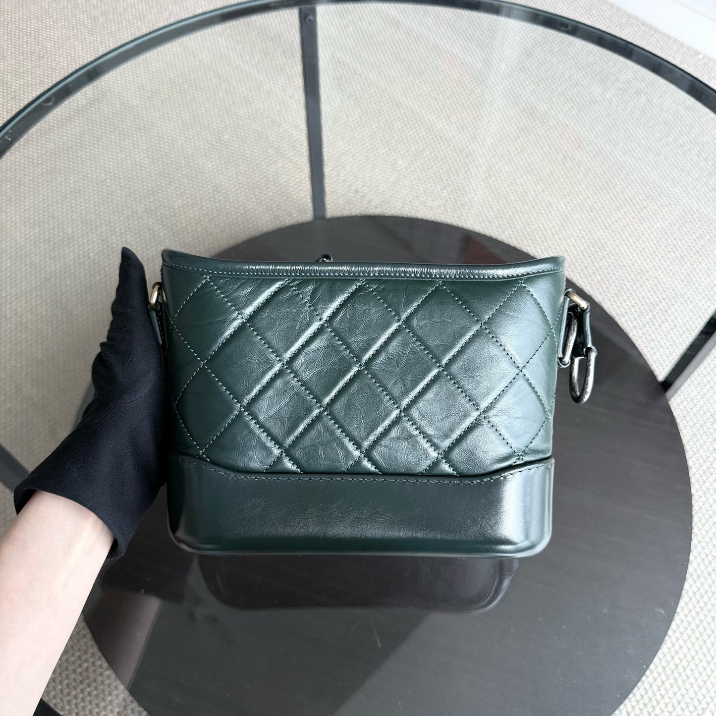 Chanel Gabrielle Small - Quilted Calfskin Dark Green Gold Hardware Series 26