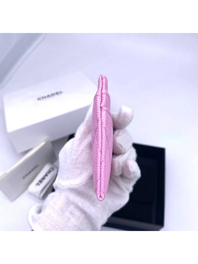 Classic Gold Hardware Grained Shiny Calfskin Card Wallet Light Pink Chanel