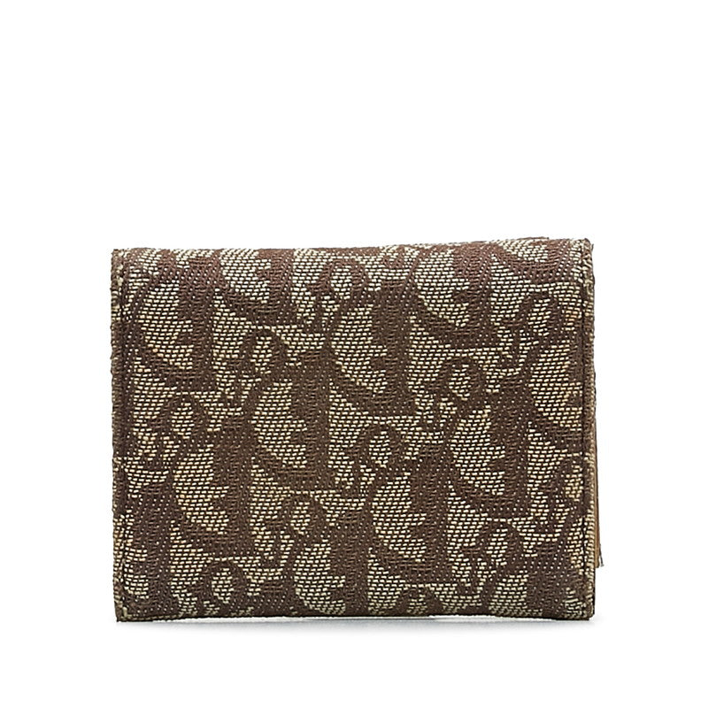 Dior Trotter Three Folded Wallet Brown Canvas Leather Ladies Dior