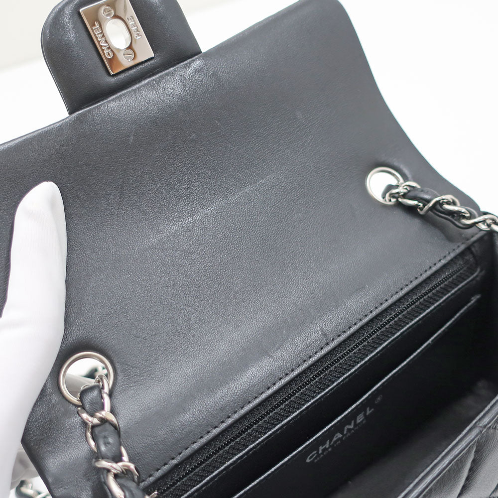 CHANEL Mini Flap Bag 20  Black Silver G  SV Chainsholder Bag Coco Black  A69900