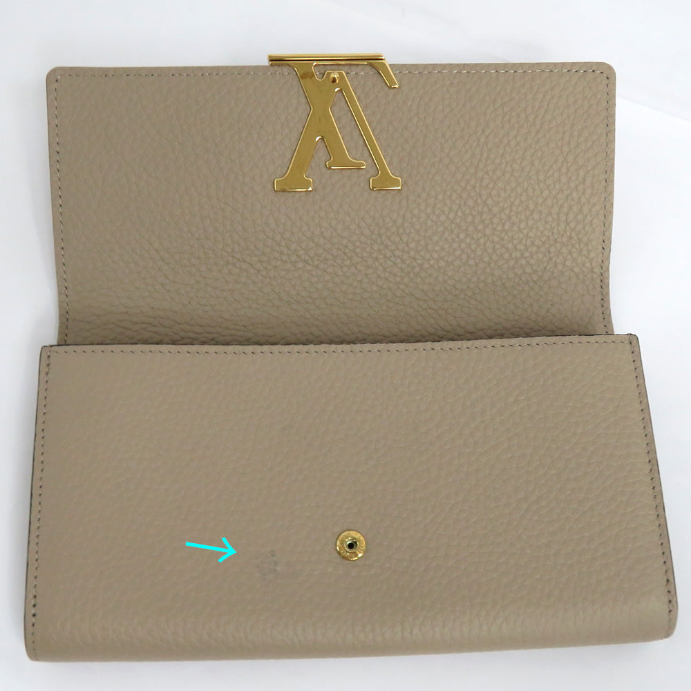 Louis Vuitton Portefolio Capsine M61249 LV  Leather Gale Beige Gr G  Long Wallet Retail
