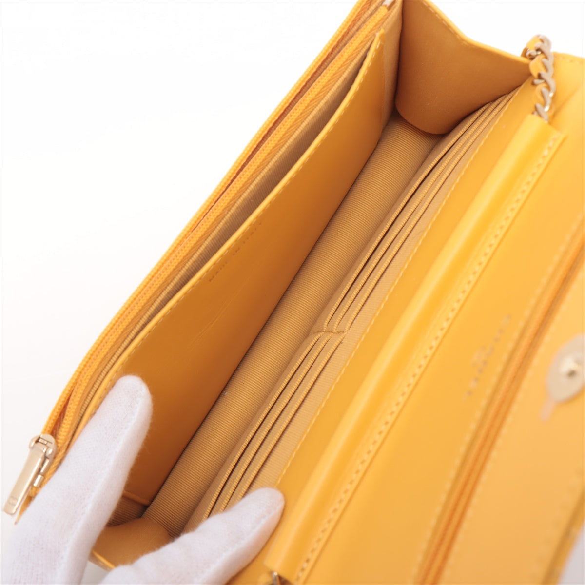 Chanel Wallet on Chain in Patent Yellow
