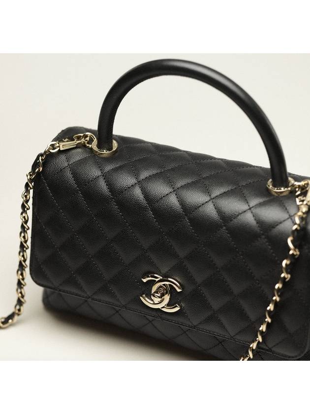 Coco Handle Medium Flap Tote Bag Black Chanel