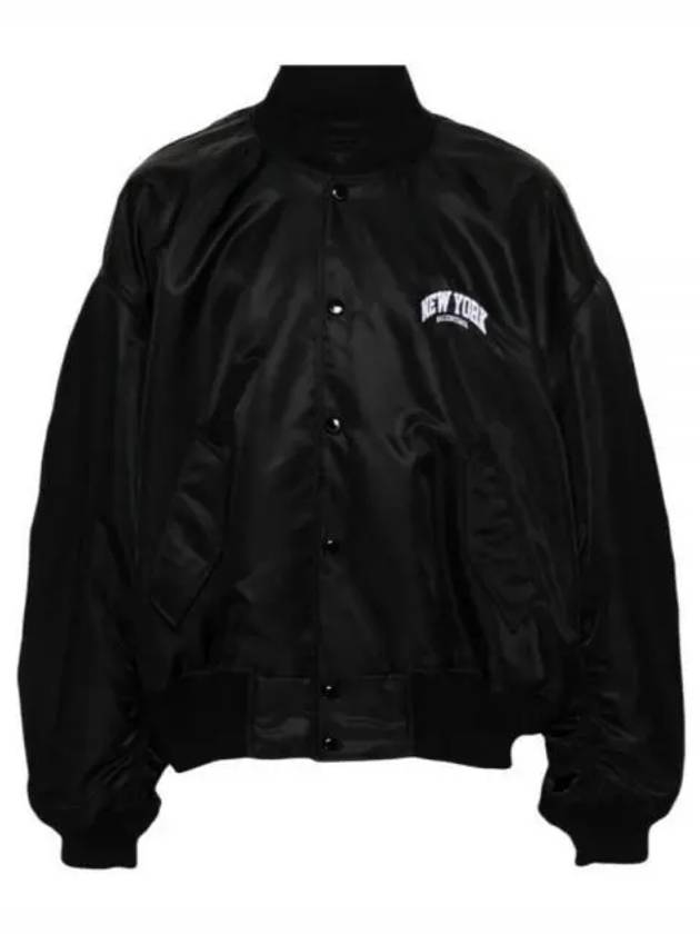 Luxury Balenciaga  New York Embroidery Bomber Jacket Black