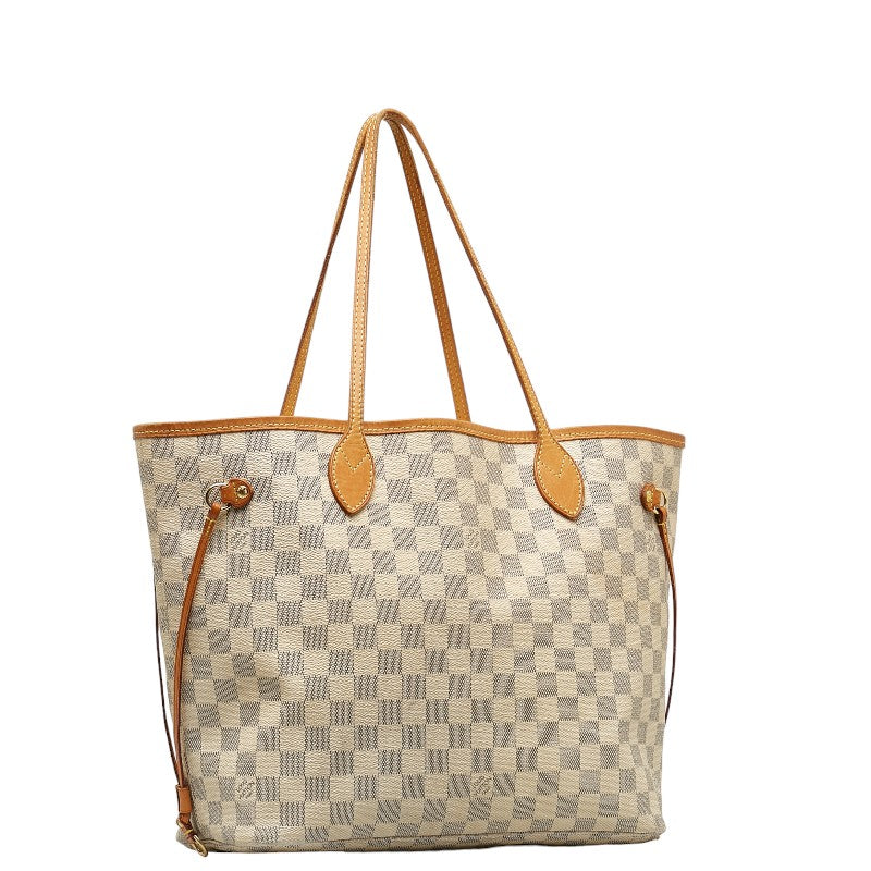 Louis Vuitton Damier Azur Neverfull MM Azur Tote Bag N41361 White PVC Leather  Louis Vuitton
