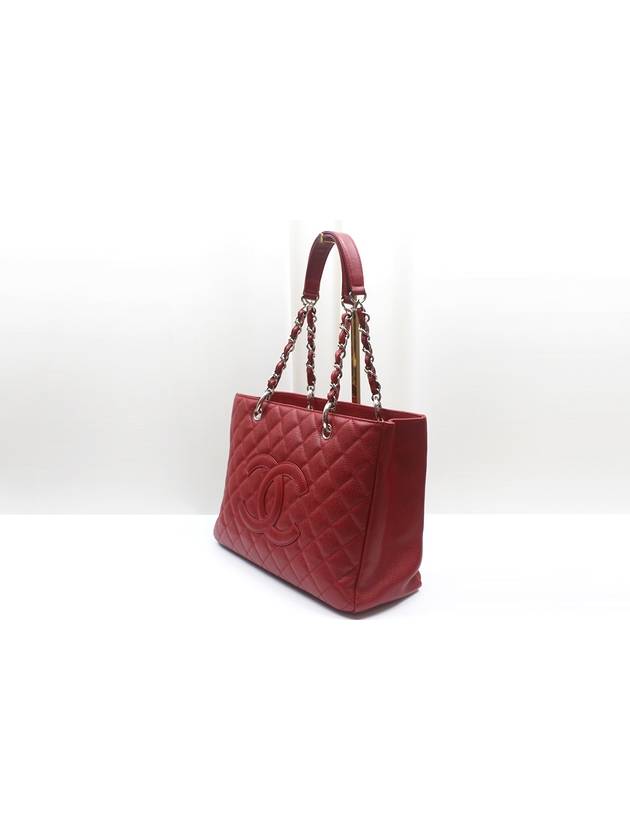 Grand Shopping Red Caviar Silver Shoulder Bag 13th A50995 Chanel