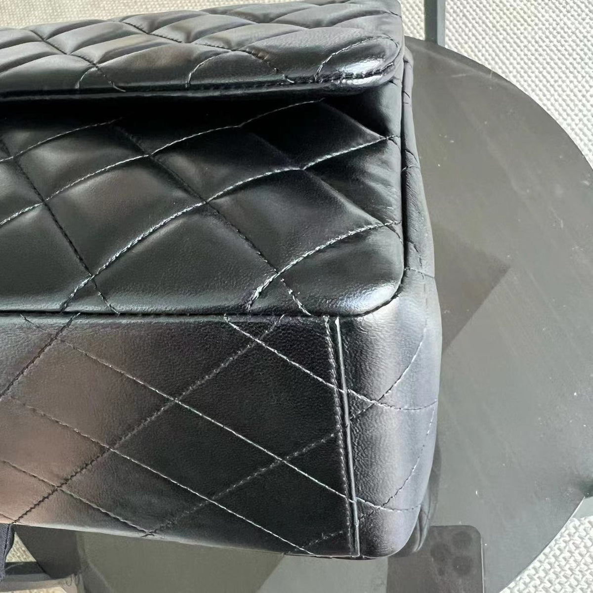 Maxi Classic Flap Double Flap Quilted Lambskin Black Golden Hardware Series 14