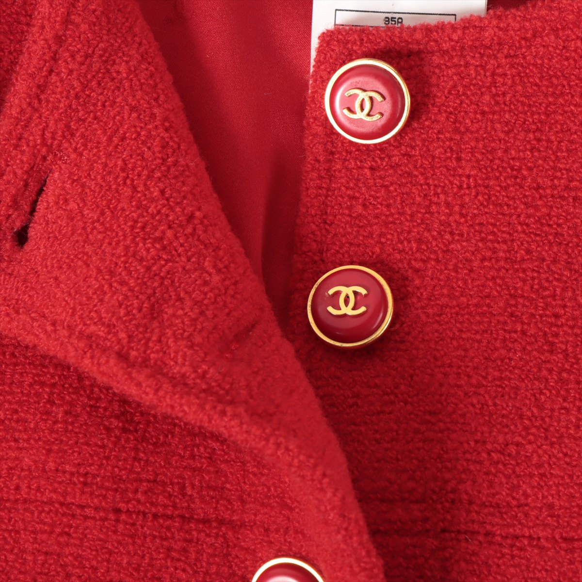 Chanel Coconut Button 95A Wool  Nylon Jacket 36  Red Twid P05302V04291