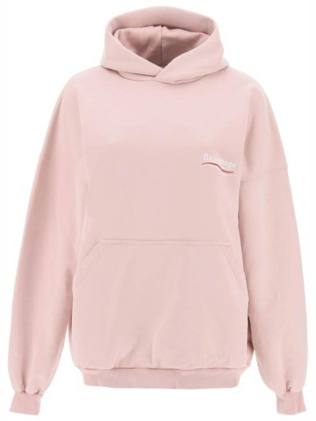 Luxury Balenciaga  Embroidered Logo Cotton Hoodie Light Pink