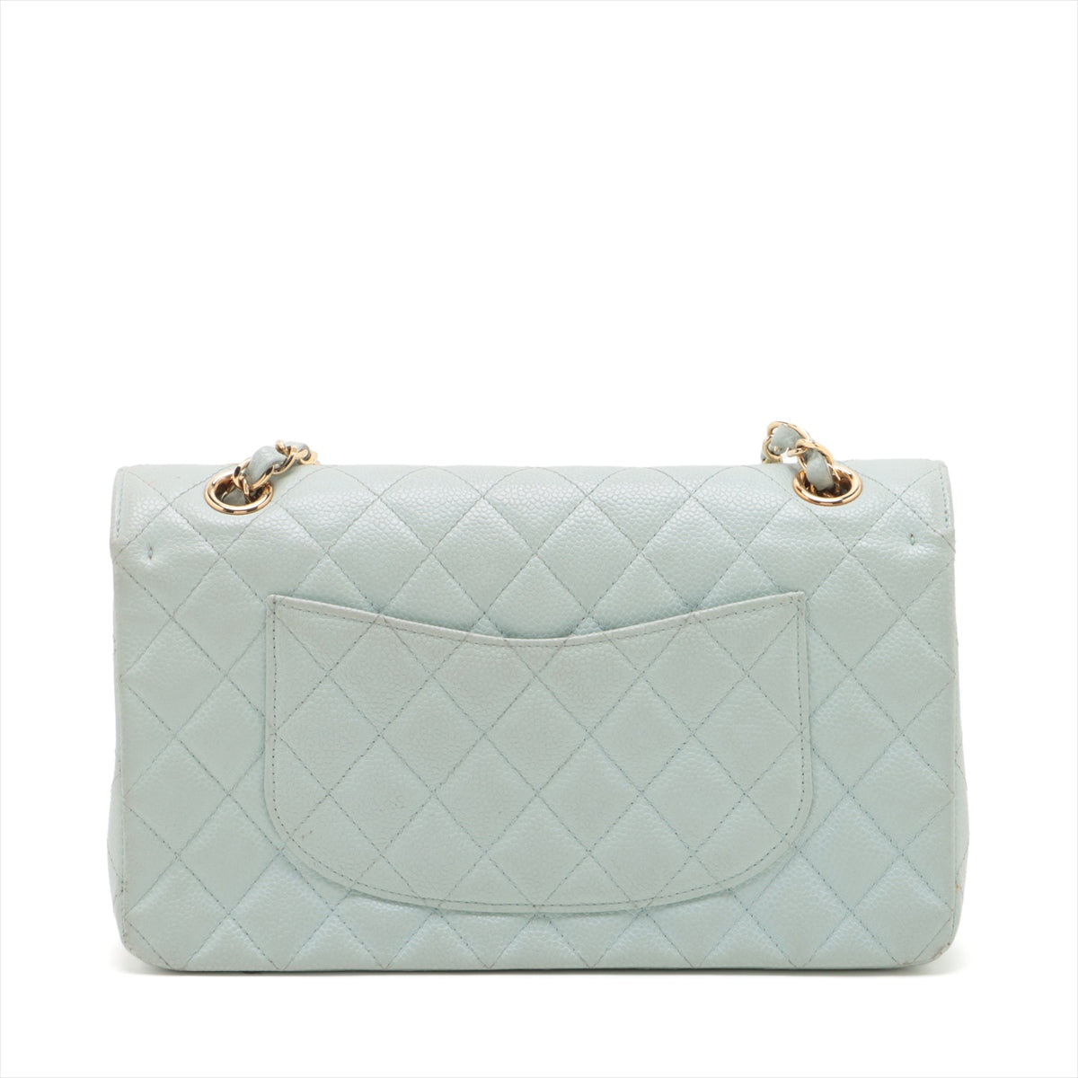 Chanel Matrasse 25 Caviar S Double Flap Double Chain Bag Blue G  7th A01112