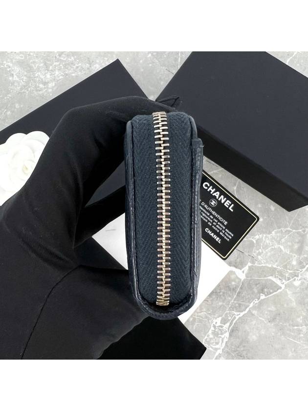 Zipper gold card wallet navy Chanel