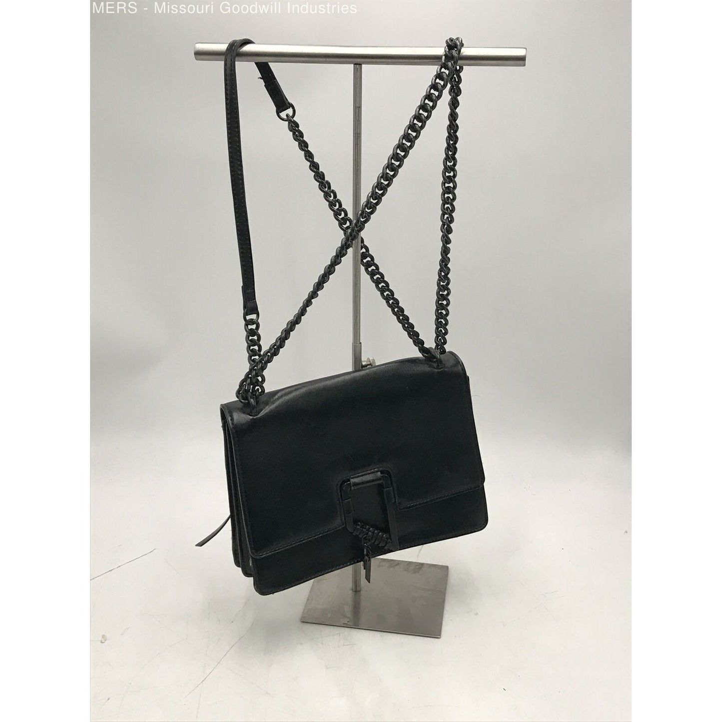 Foley & Corina, black leather, crossbody purse with an envelope top, a back zip pocket and lots of interior pockets.