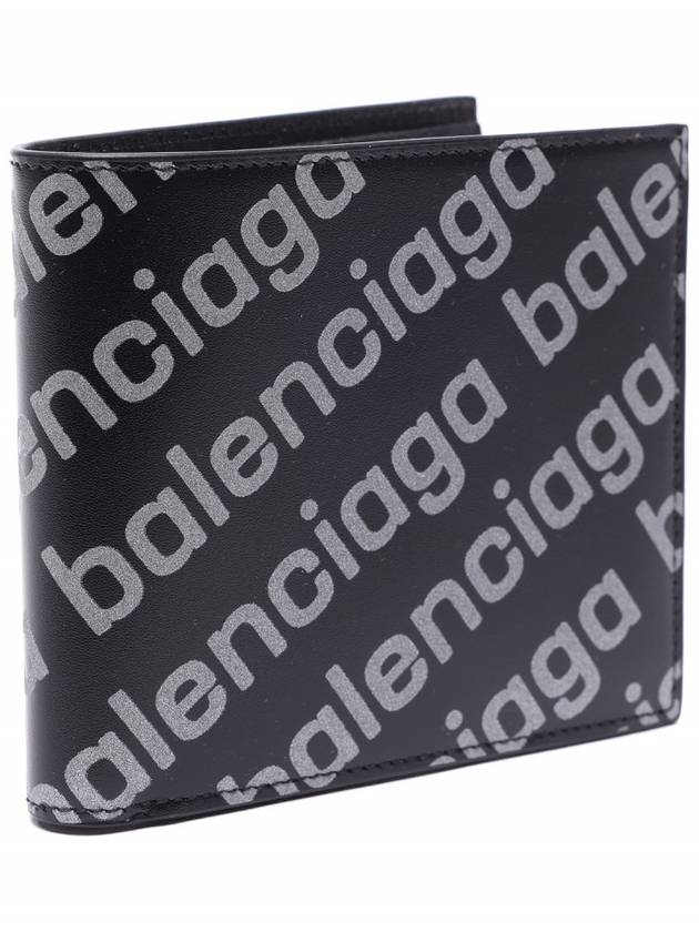 Luxury Balenciaga  Reflected Logo Half Wallet Black
