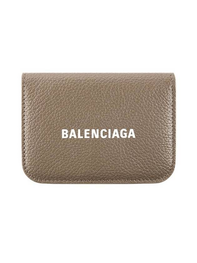 Luxury Balenciaga  Logo Tripold Leather Half-Wallet Brown