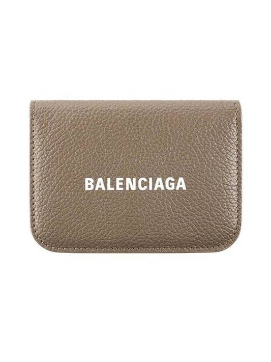 Luxury Balenciaga  Logo Tripold Leather Half-Wallet Brown