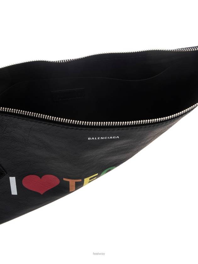 Luxury Balenciaga  I Love Techno Clutch Bag Black