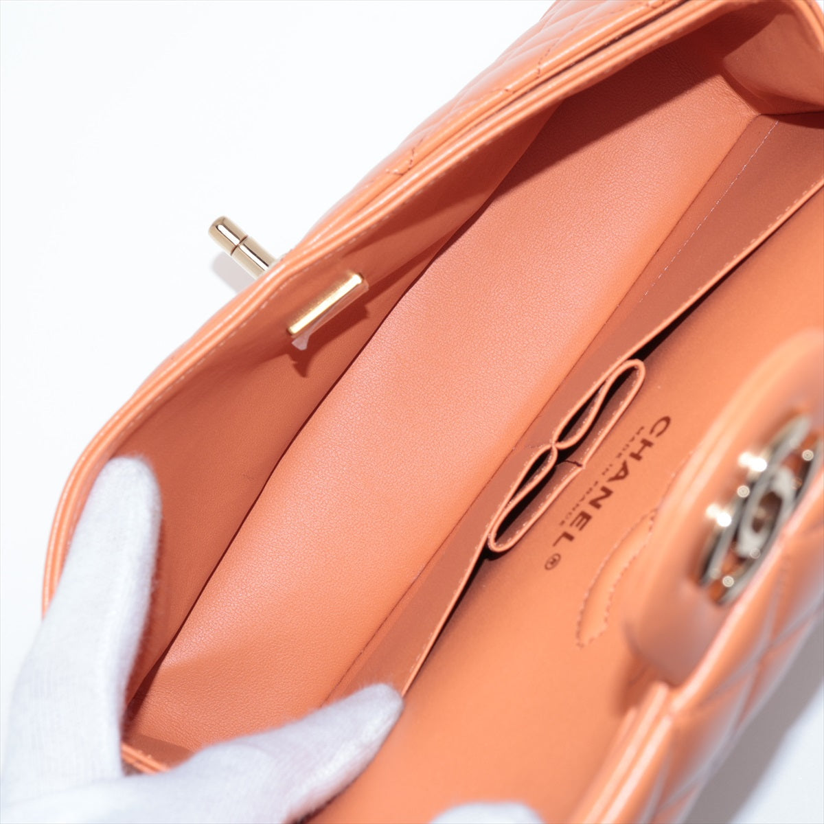 Chanel Matrasse 23 Small  Double Flap Double Chain Bag Orange G  A01113