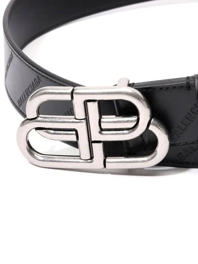 Luxury Balenciaga  BB Logo Leather Belt Black