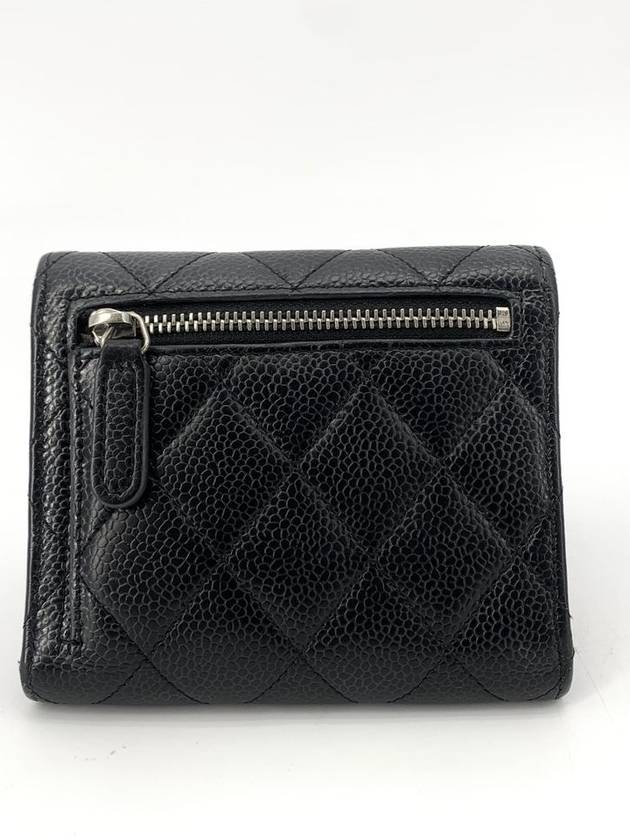 Classic Caviar Silver Logo Half Wallet Chanel