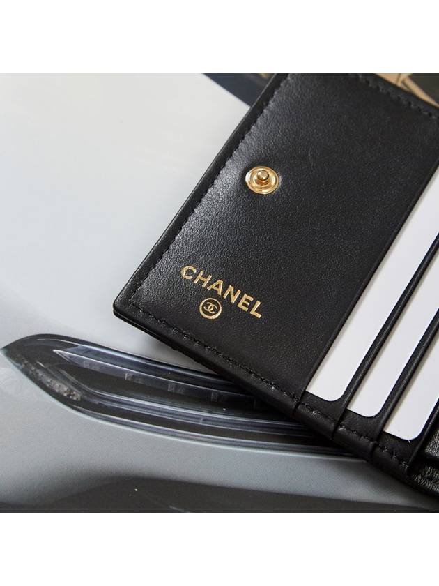 Gold Logo Caviar Quilted Flap Half Wallet AP3519 Chanel