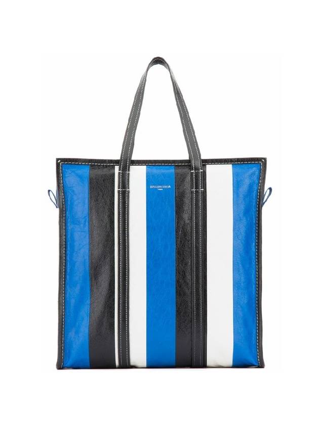 Luxury Balenciaga  Bazar Striped Medium Tote Bag Blue