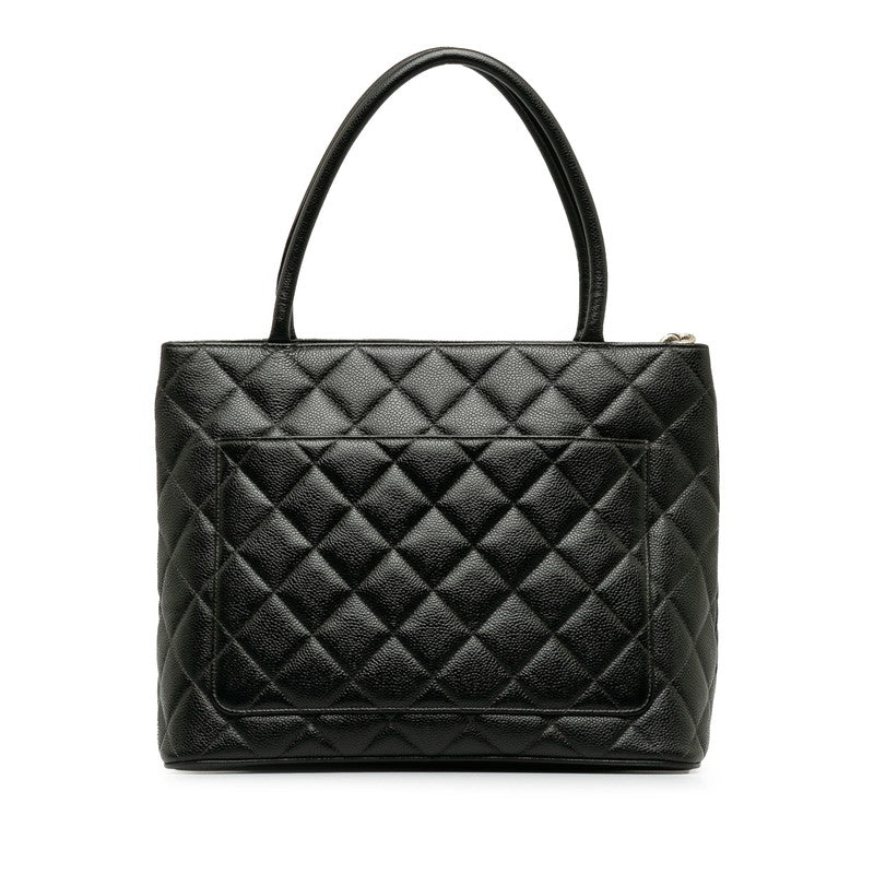 Chanel Matrases Medallion   ilver  Tooth Bag Shoulder Bag Black Caviar S Leather  CHANEL